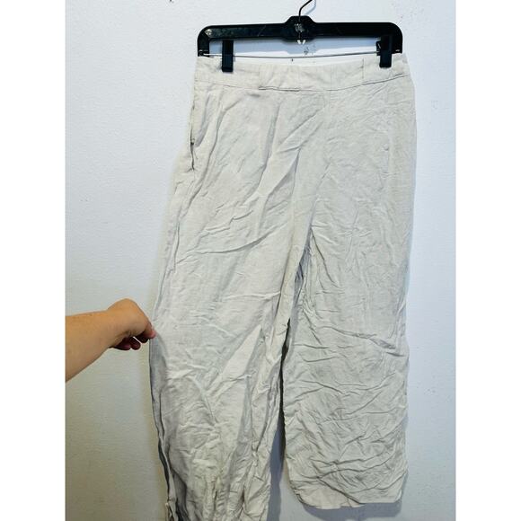 CLUB MONACO Women's Beige Linen Blend Relaxed Wide Leg Trouser Pants Size 4 - Picture 6 of 13